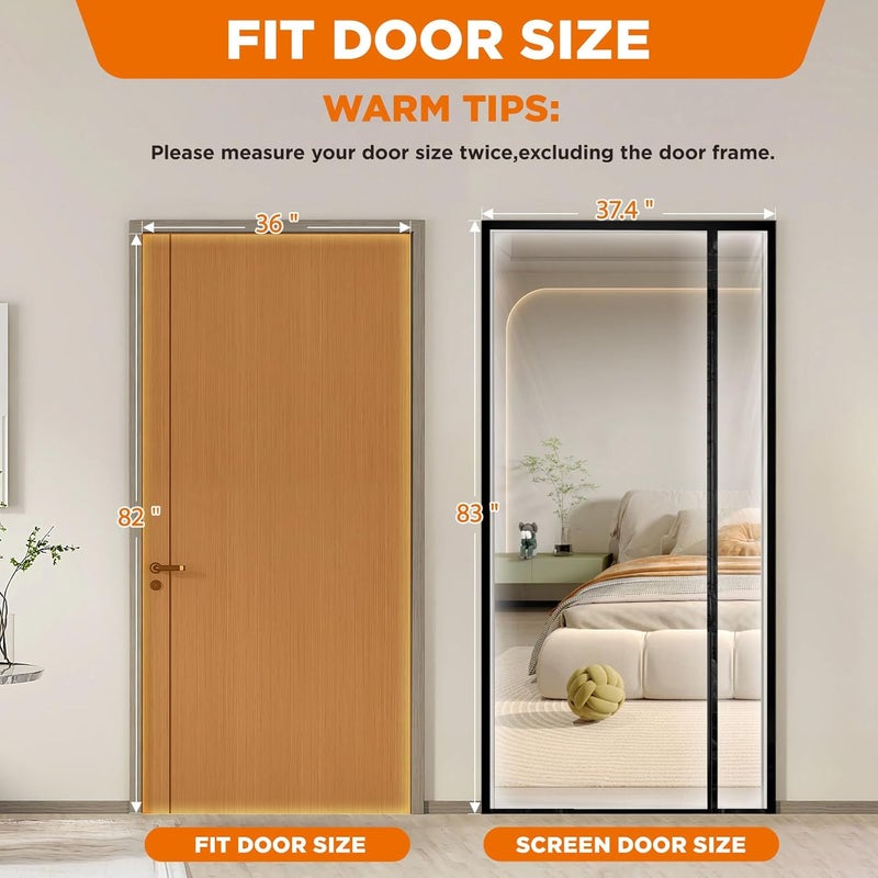 Skloopearg Transparent Thermal Insulated Door Curtain, Reversible Left or Right Side Opening, Screen Door Auto Closer Fits Doors Up to 36" x 82", to Keep Warm in Winter Cool in Summer for Air Conditioner Room - Image 2